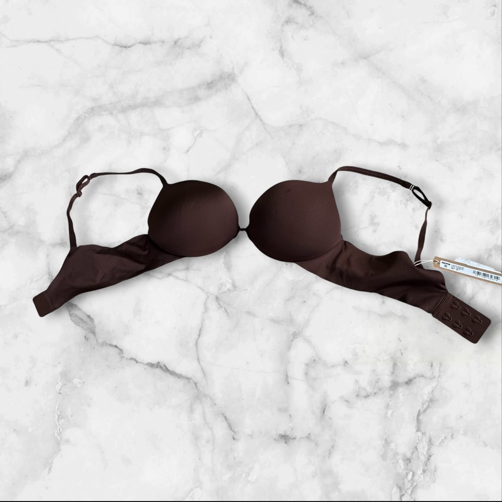 Skims Ultimate Collection Push Up Plunge Bra Cocoa Brown BR-UWR-1881 Womens 34B